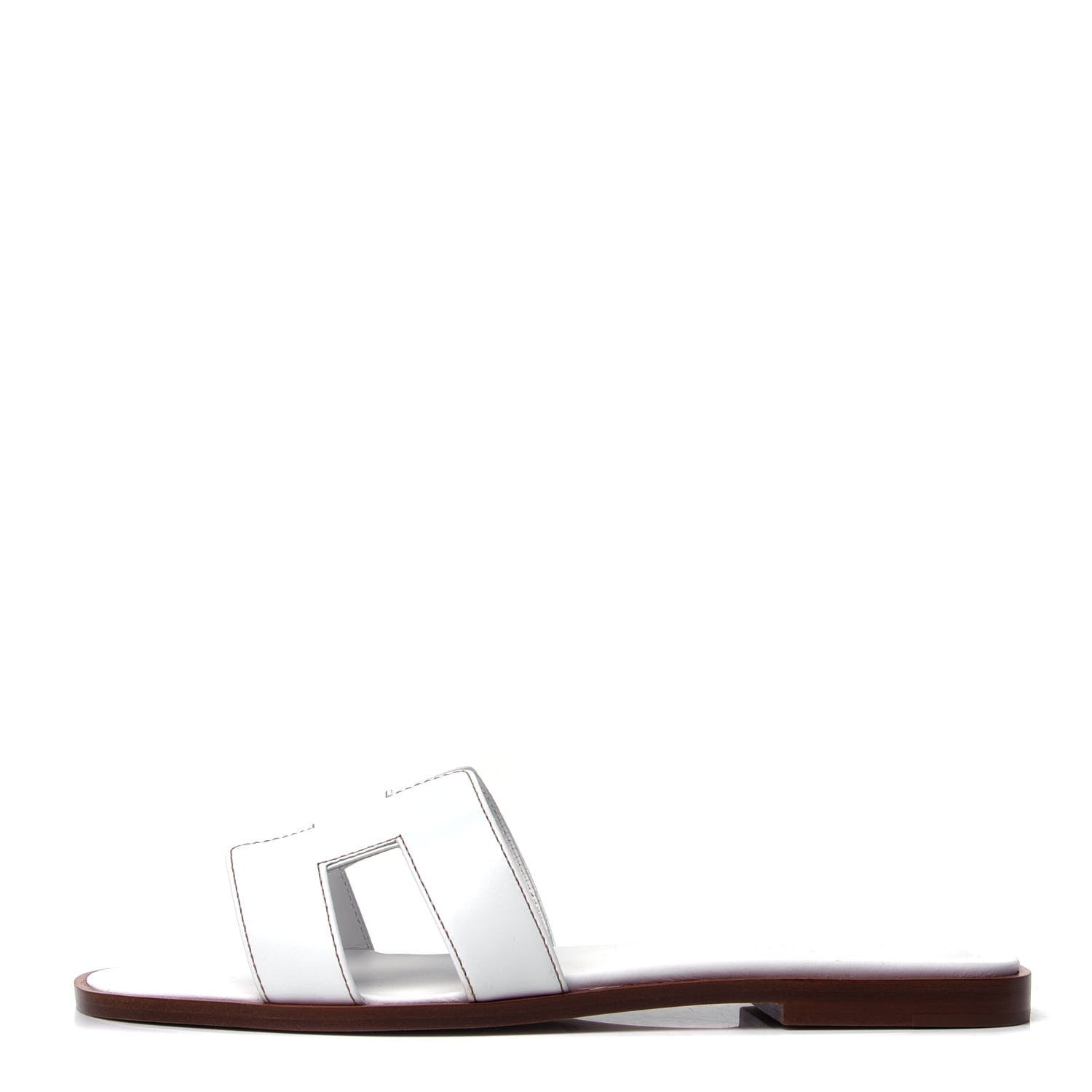 Hermes Box Calfskin Oran Sandals 37 White 1 of 6