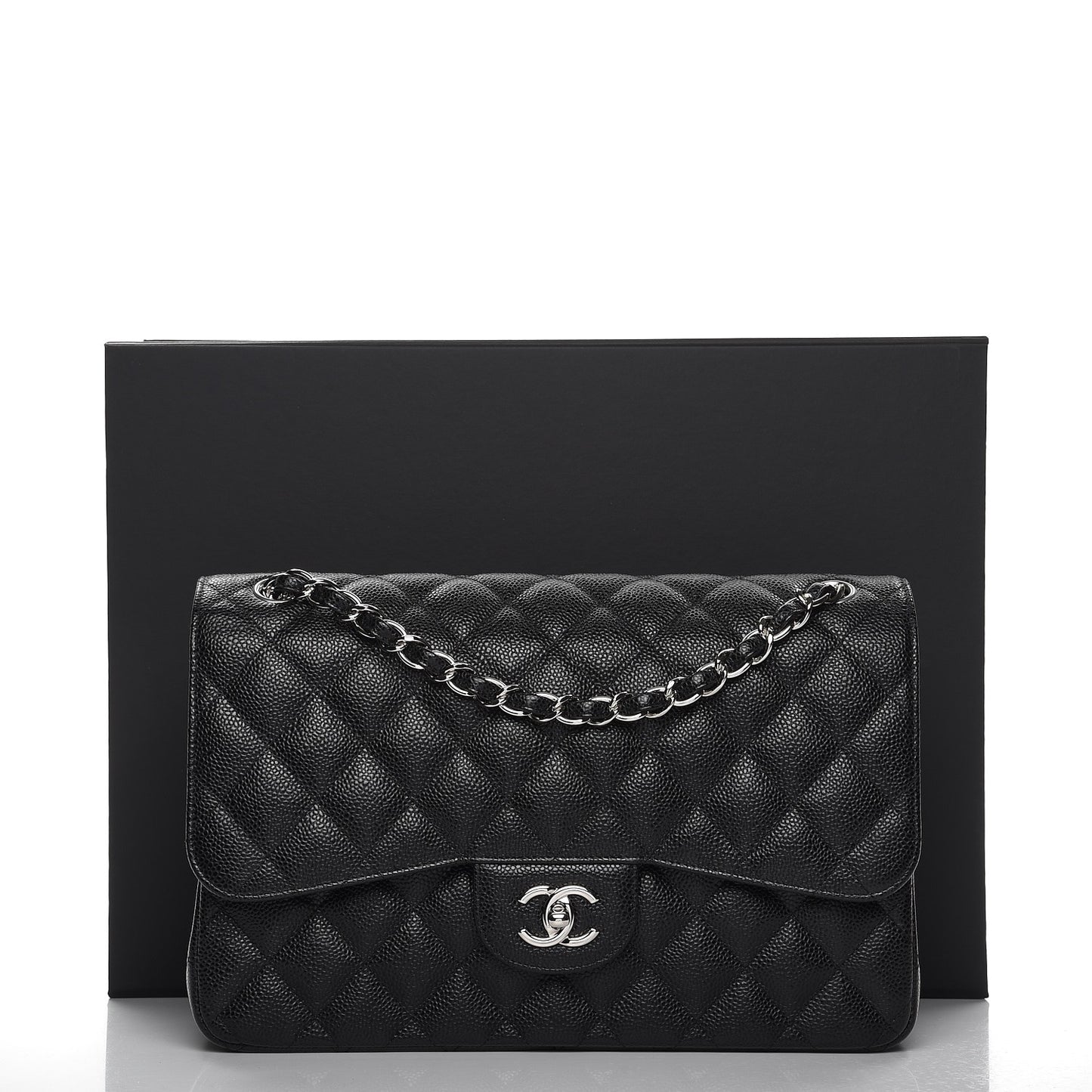 Caviar Quilted Jumbo Double Flap Black