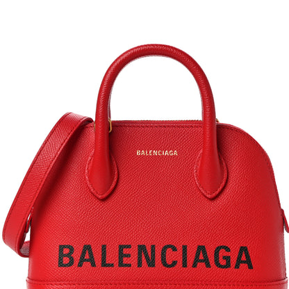 Balenciaga Signature Grained Calfskin Logo XXS Ville Top Handle Bag Rouge Coquelicot Black 7 of 9