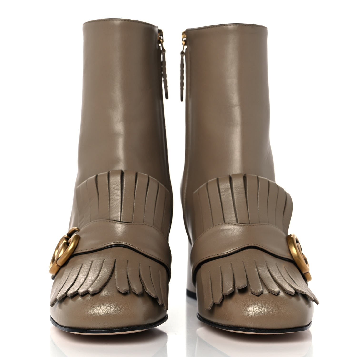 Gucci Malaga Kid GG Marmont Fringe 75mm Ankle Boots 38 Mud 2 of 8