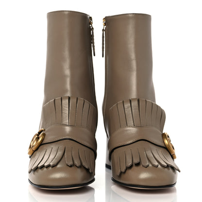 Gucci Malaga Kid GG Marmont Fringe 75mm Ankle Boots 38 Mud 2 of 8