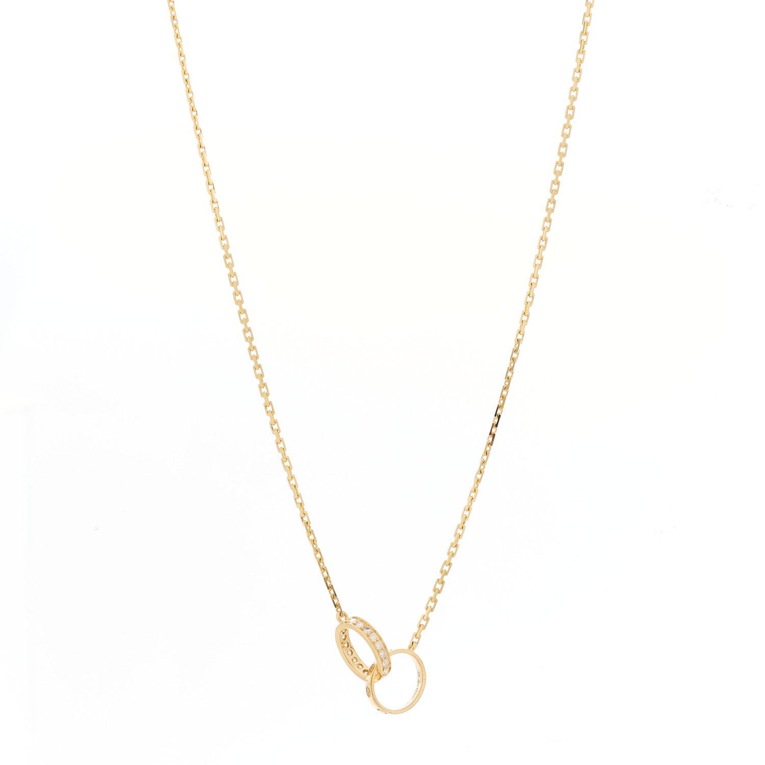 Cartier 18K Yellow Gold Diamond Interlocking LOVE Necklace 1 of 7