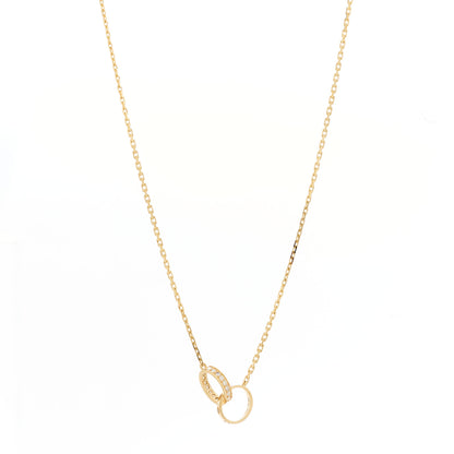 Cartier 18K Yellow Gold Diamond Interlocking LOVE Necklace 1 of 7