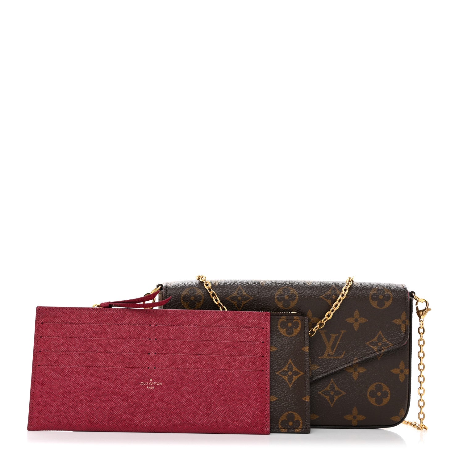 Louis Vuitton Monogram Pochette Felicie Chain Wallet Fuchsia 1 of 10