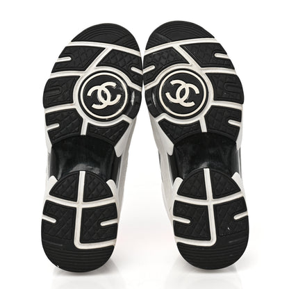 Chanel Calfskin Fabric Sneakers 37.5 White Silver Fluo Pink 5 of 8