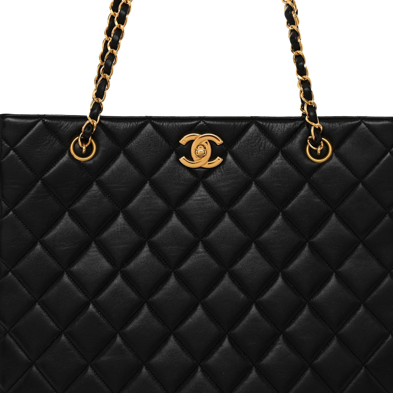 Chanel Lambskin Quilted Shopping Tote Black 8 of 10