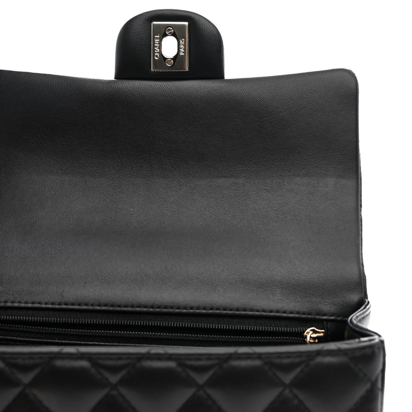 Lambskin Quilted Mini Top Handle Rectangular Flap Black