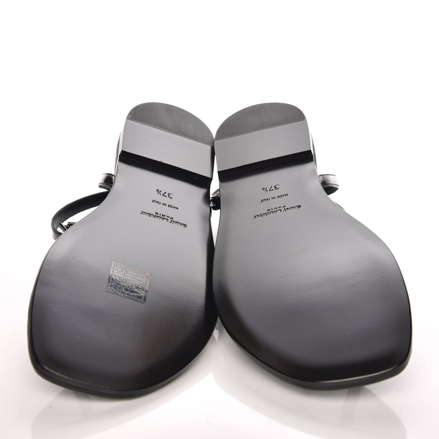 Saint Laurent Patent Calfskin Nu Pieds 05 Sandals 37.5 Black 5 of 9