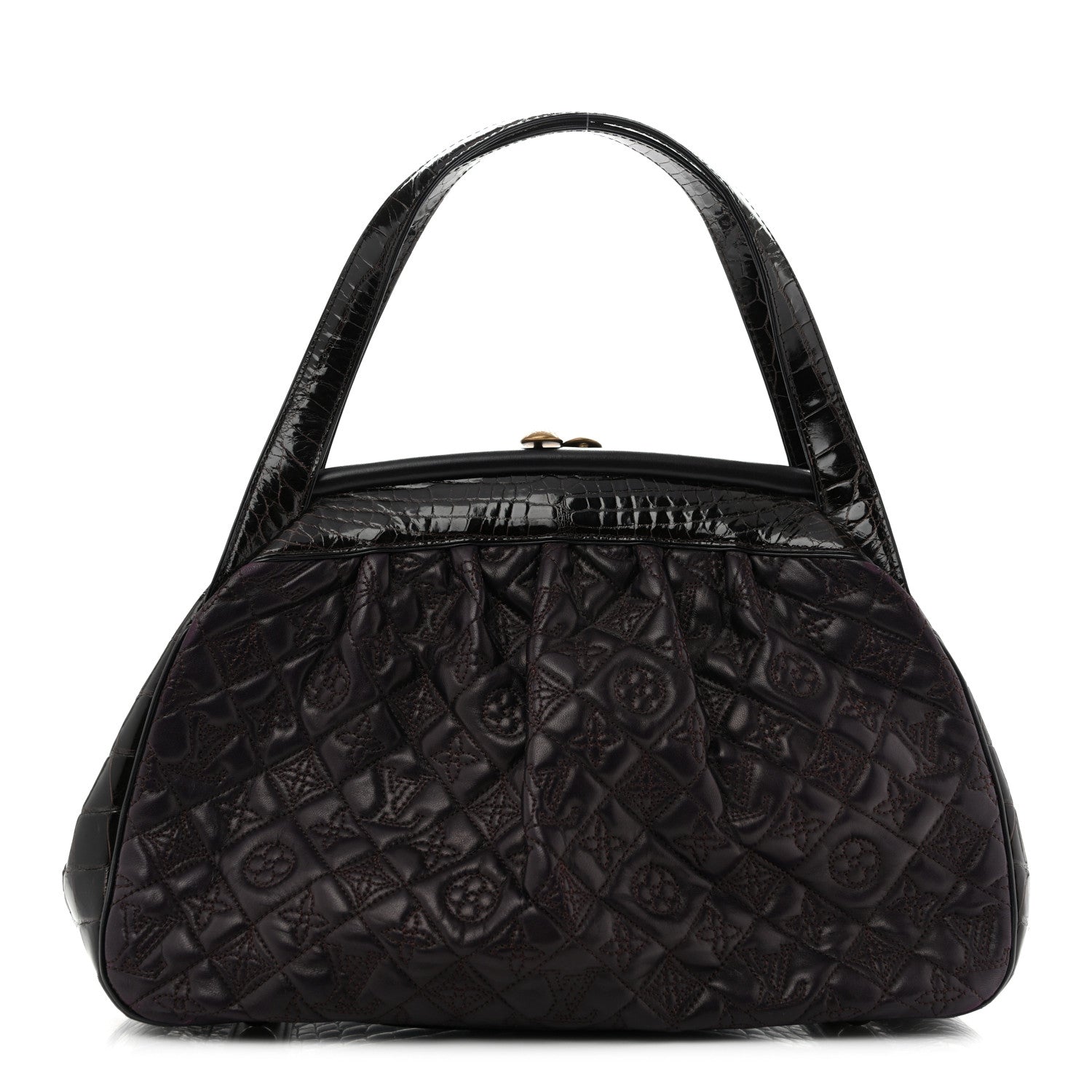 Louis Vuitton Monogram Vienna Alligator Sac Fermoir GM Aubergine 1 of 12