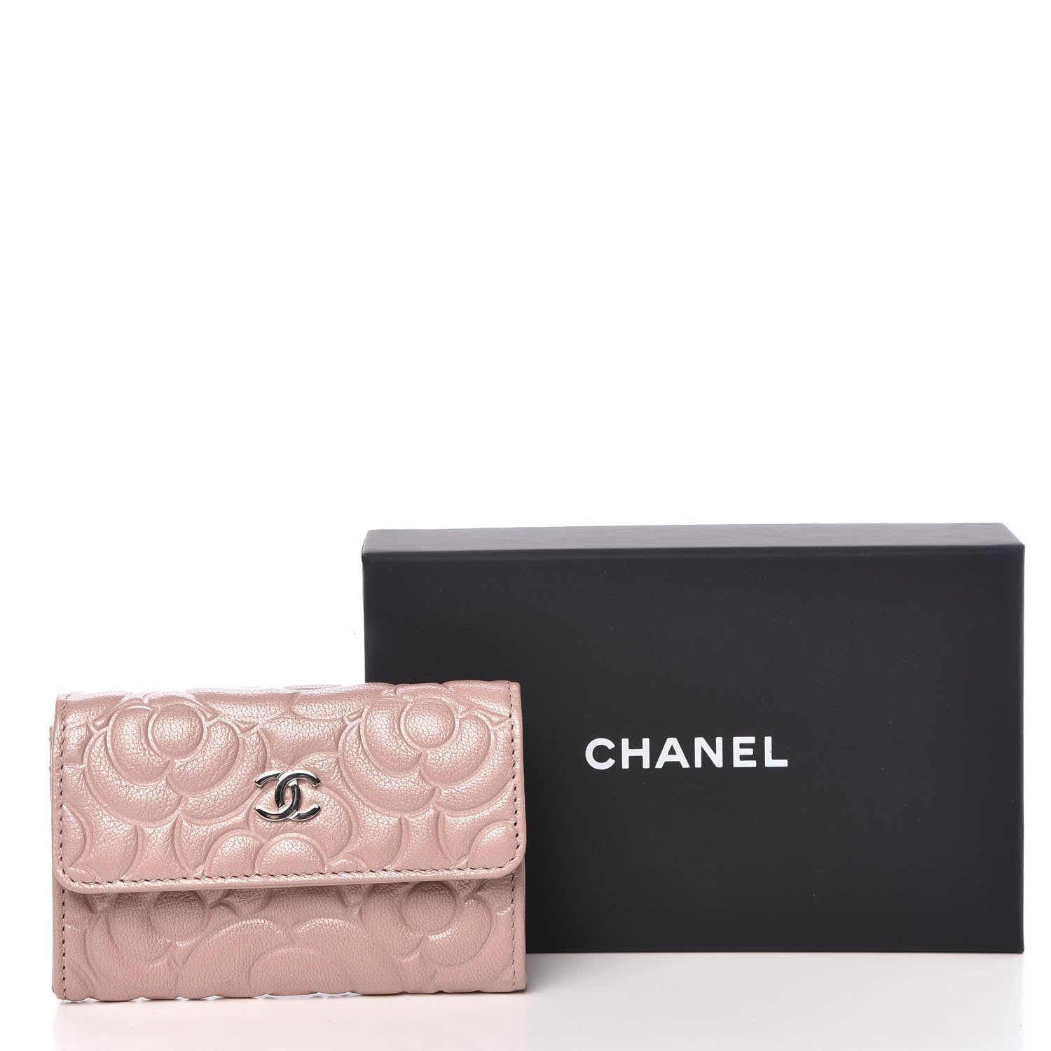 Chanel Goatskin Camellia Embossed Card Holder Wallet Light Pink 9 of 9