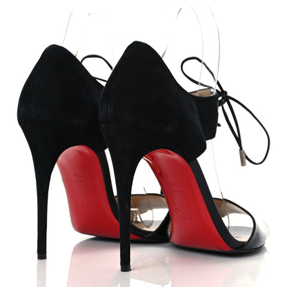 Christian Louboutin Patent Suede Mayerling 100 Sandals 38 Black 4 of 8