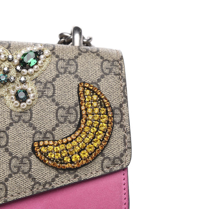 Gucci GG Supreme Monogram Suede Pierced Heart Embroidered Medium Dionysus Shoulder Bag Beige Ebony Pink Tropical Flower 10 of 16