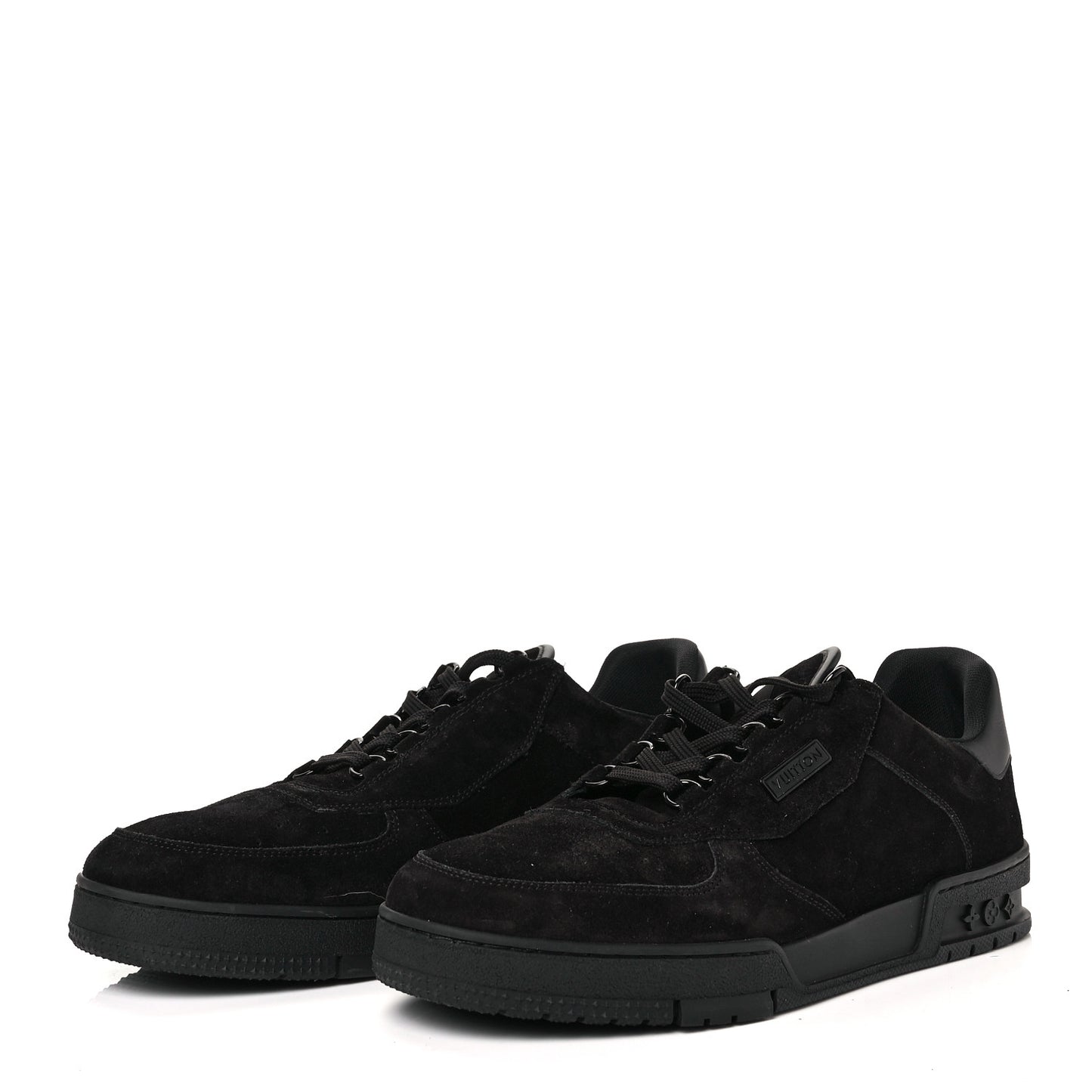 Suede Mens LV Trainer Sneakers 9 Black