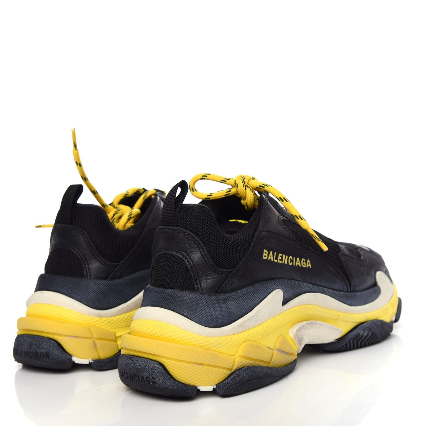 Fabric Mesh Womens Triple S Sneakers 38 Black Yellow