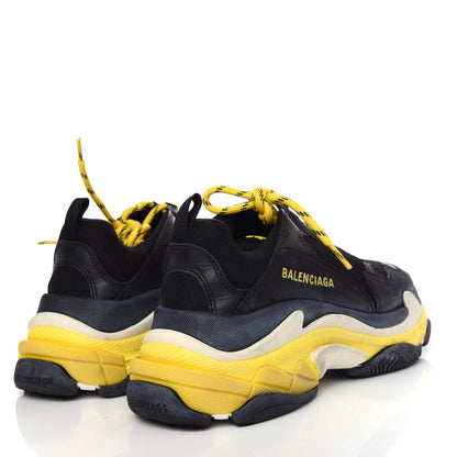 Balenciaga Fabric Mesh Womens Triple S Sneakers 38 Black Yellow 4 of 10
