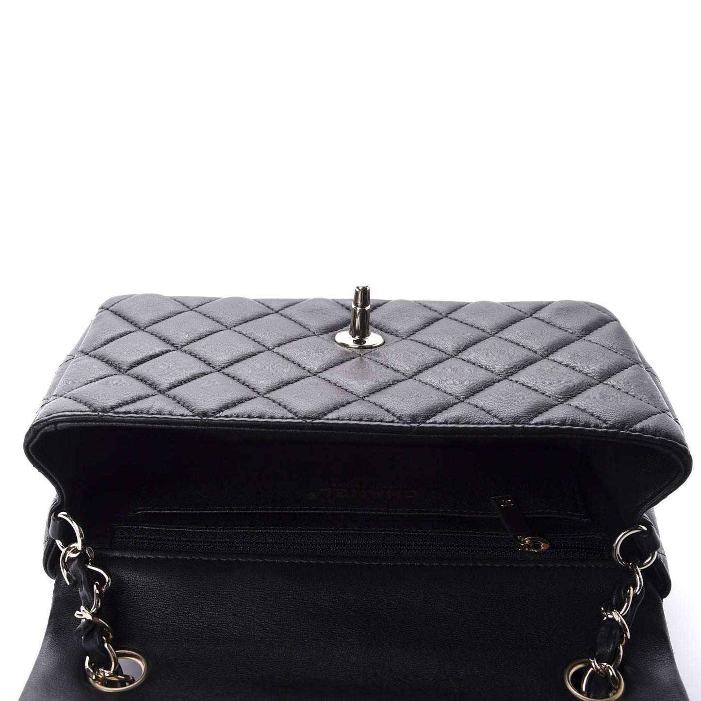 Lambskin Quilted Mini Rectangular Flap Black