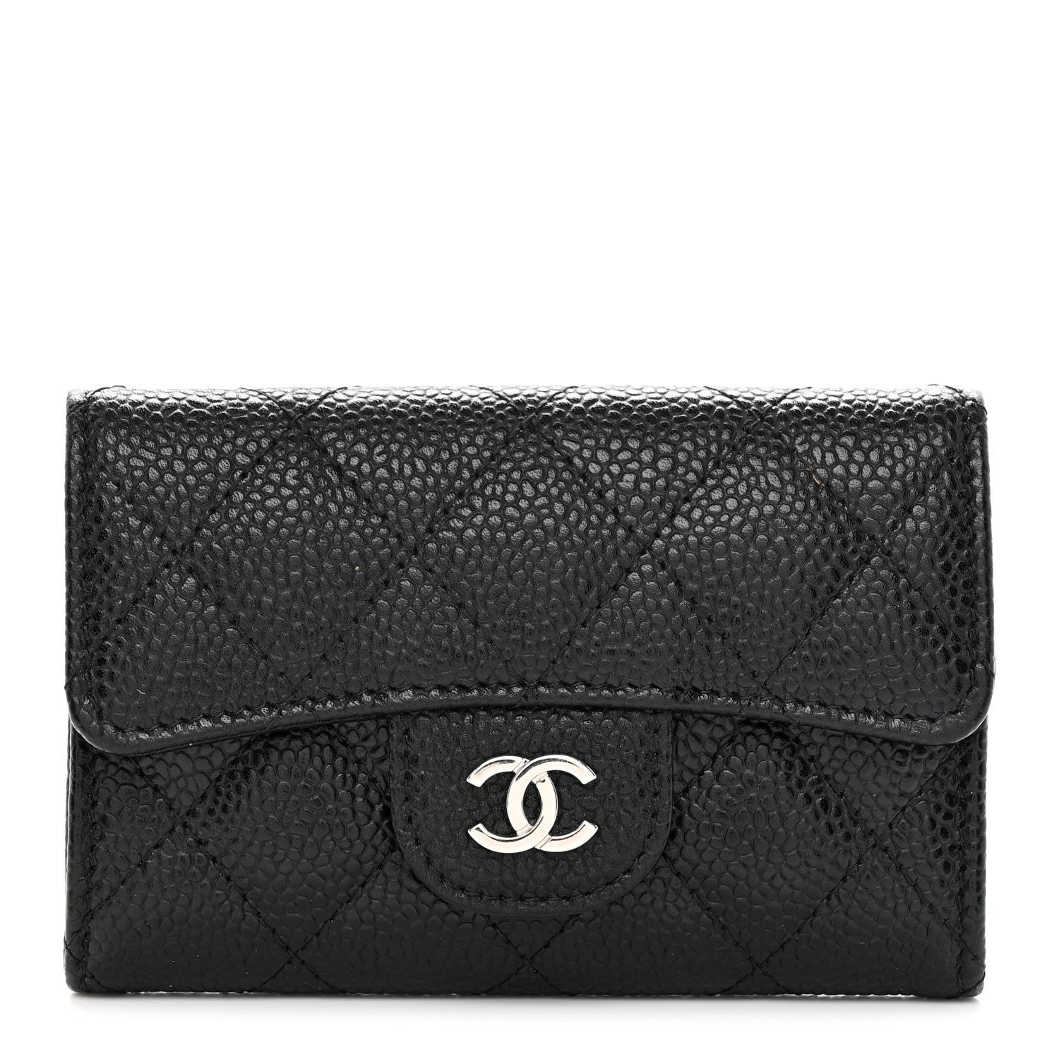 Chanel Caviar Quilted Flap Card Holder Wallet Black 1 of 9