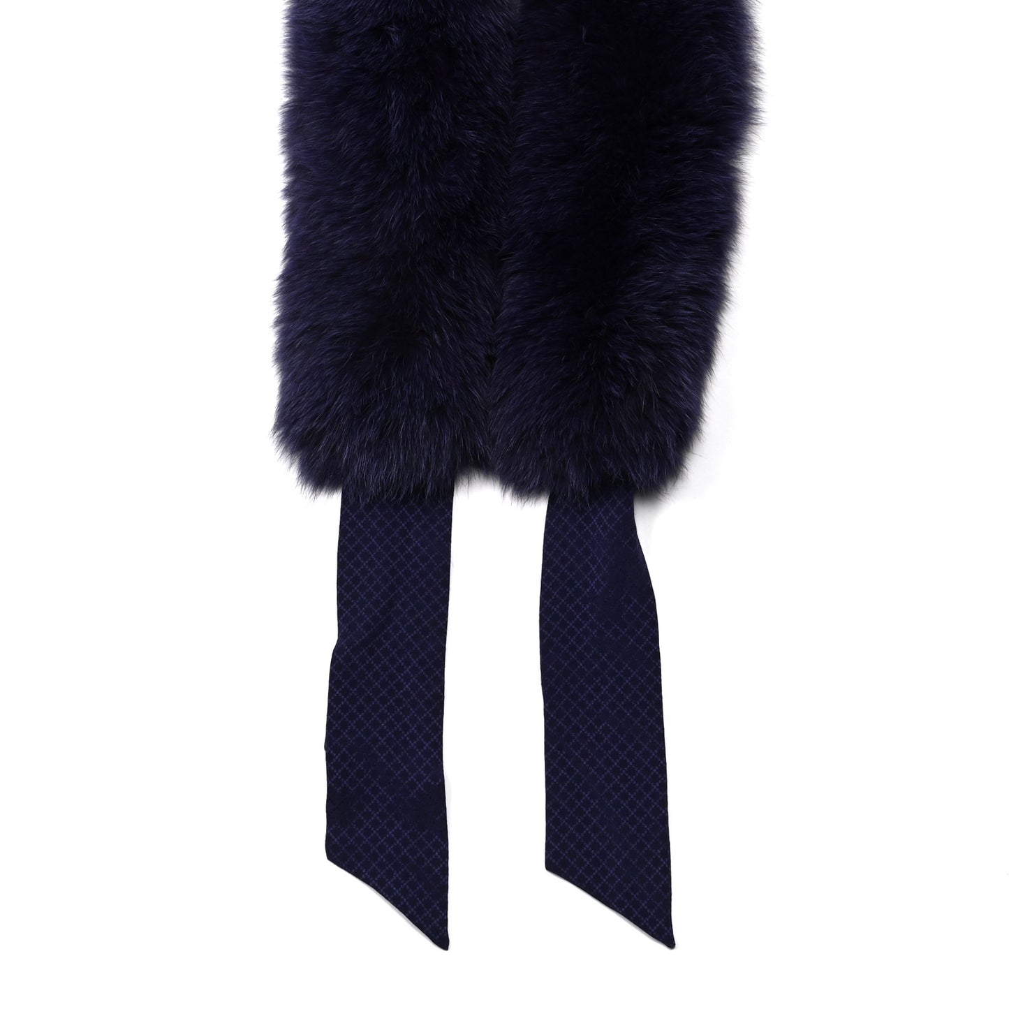 Silk Fox Fur Panel Scarf Purple