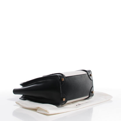 Celine Smooth and Textured Calfskin Micro Bi-Color Luggage Black White 4 of 8