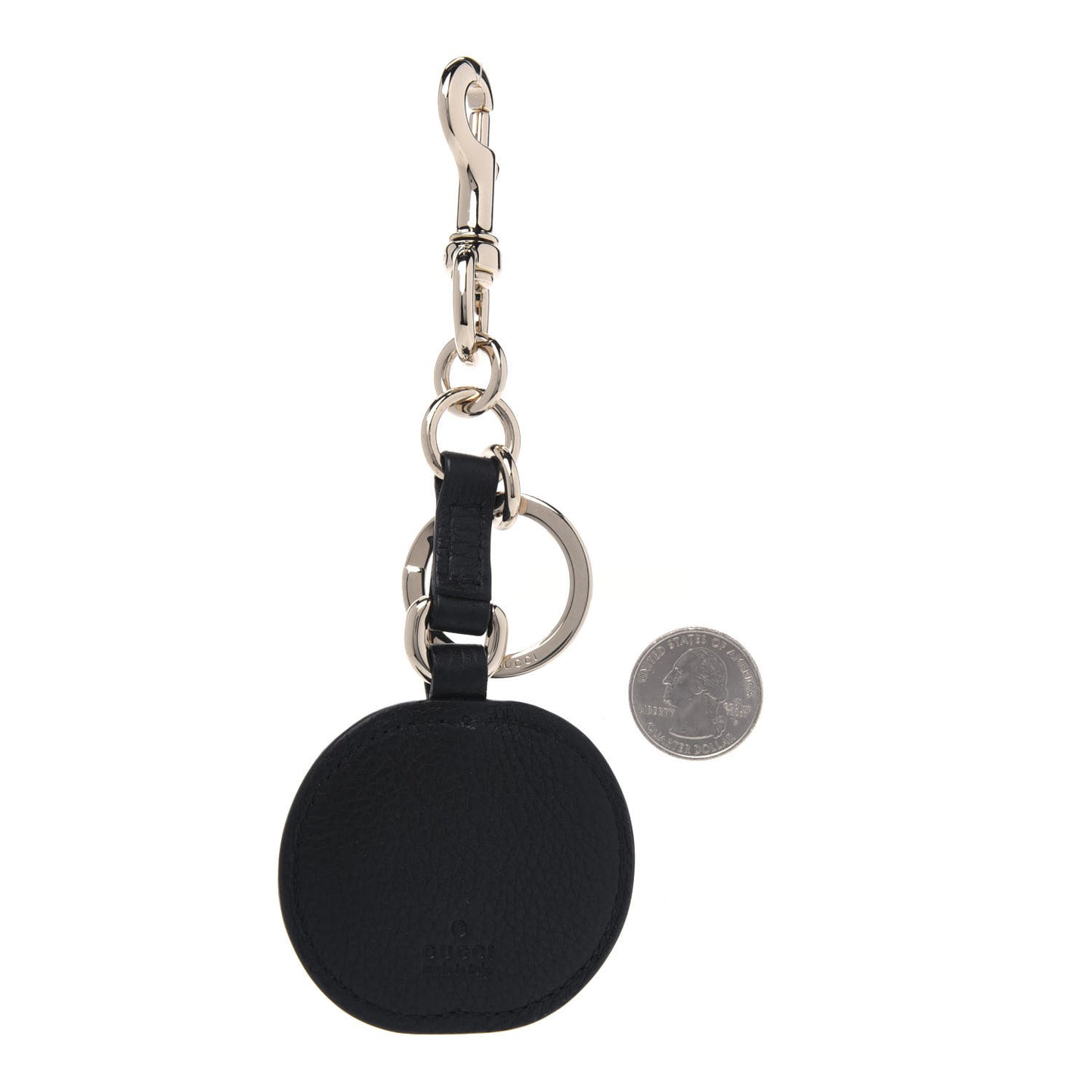 Pebbled Calfskin GG Key Charm Black