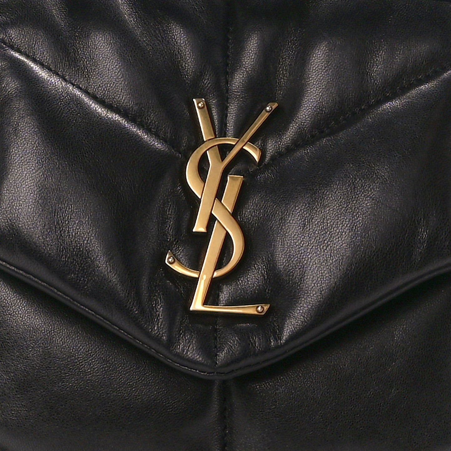 Lambskin Quilted Medium Loulou Puffer Monogram Chain Satchel Black