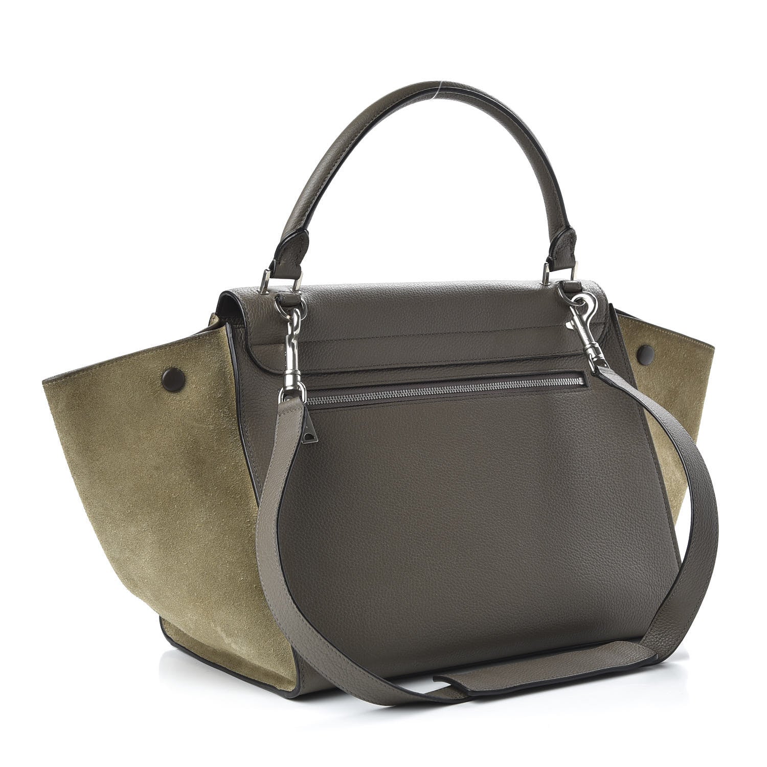 Celine Drummed Calfskin Suede Medium Trapeze Souris 4 of 10