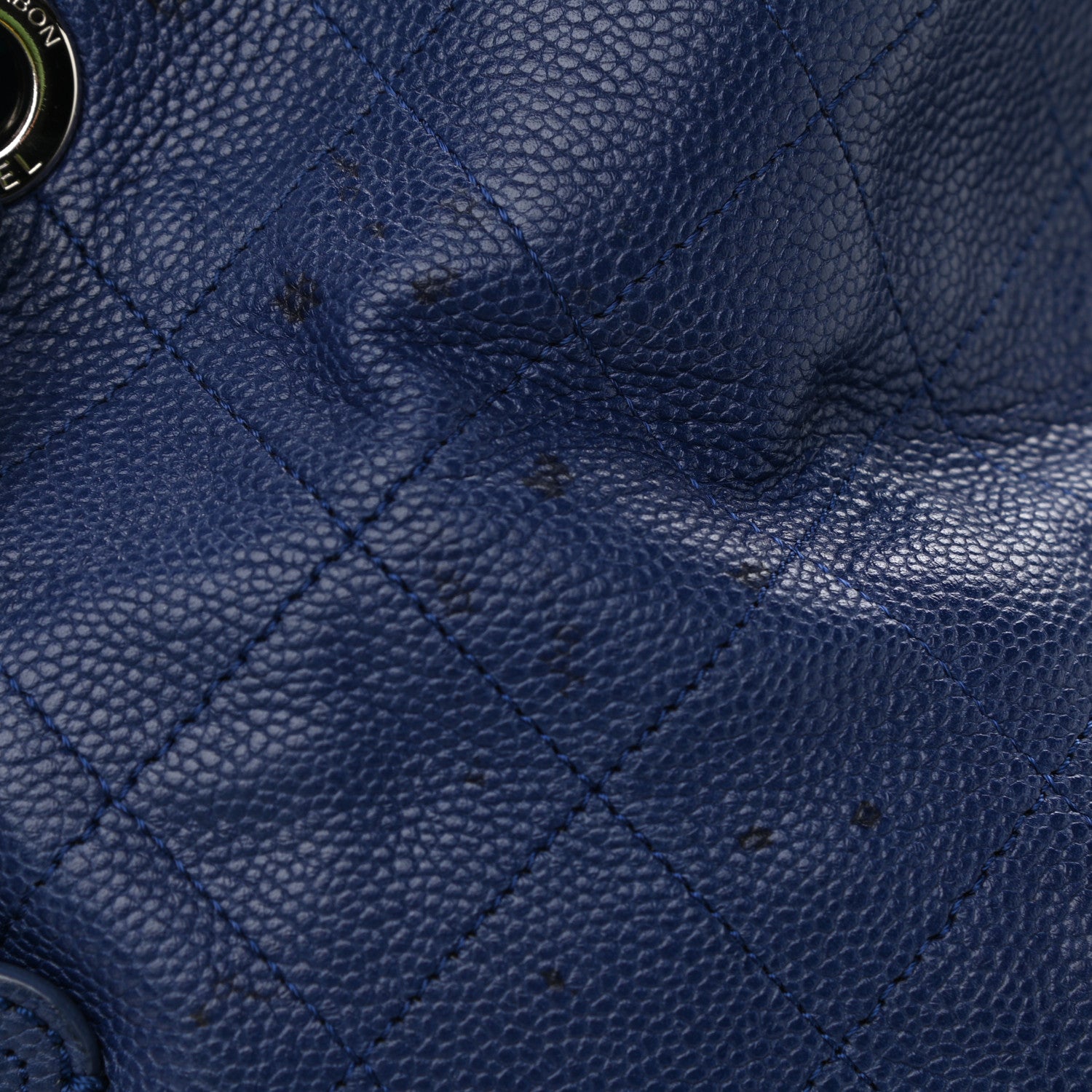 Chanel Grained Calfskin Stitched CC Pocket Tote Navy Blue 12 of 13