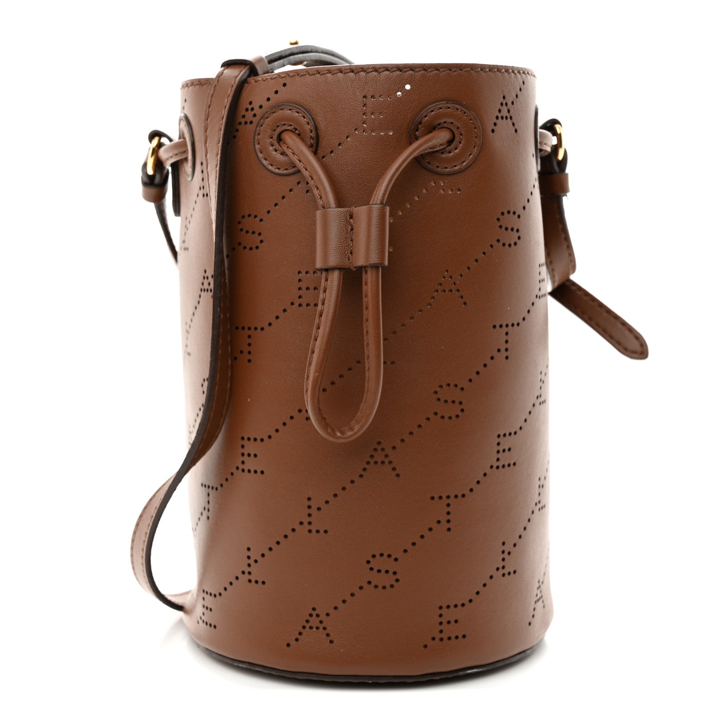 Stella McCartney Perforated Eco Alter Nappa Mini Bucket Bag Brown 1 of 13