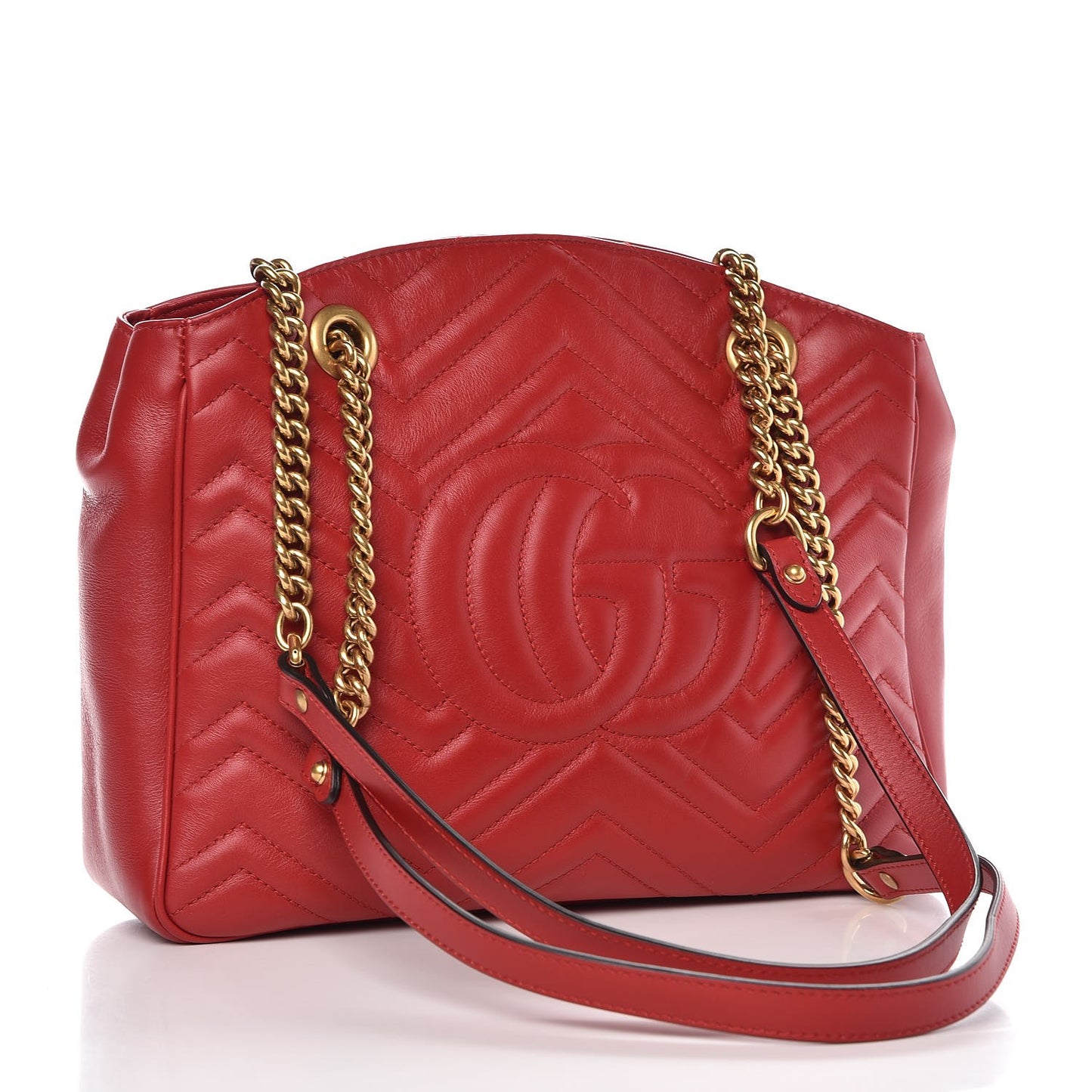 Calfskin Matelasse Medium GG Marmont Open Top Shoulder Bag Hibiscus Red