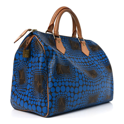 Louis Vuitton Monogram Kusama Town Speedy 30 Blue 2 of 11