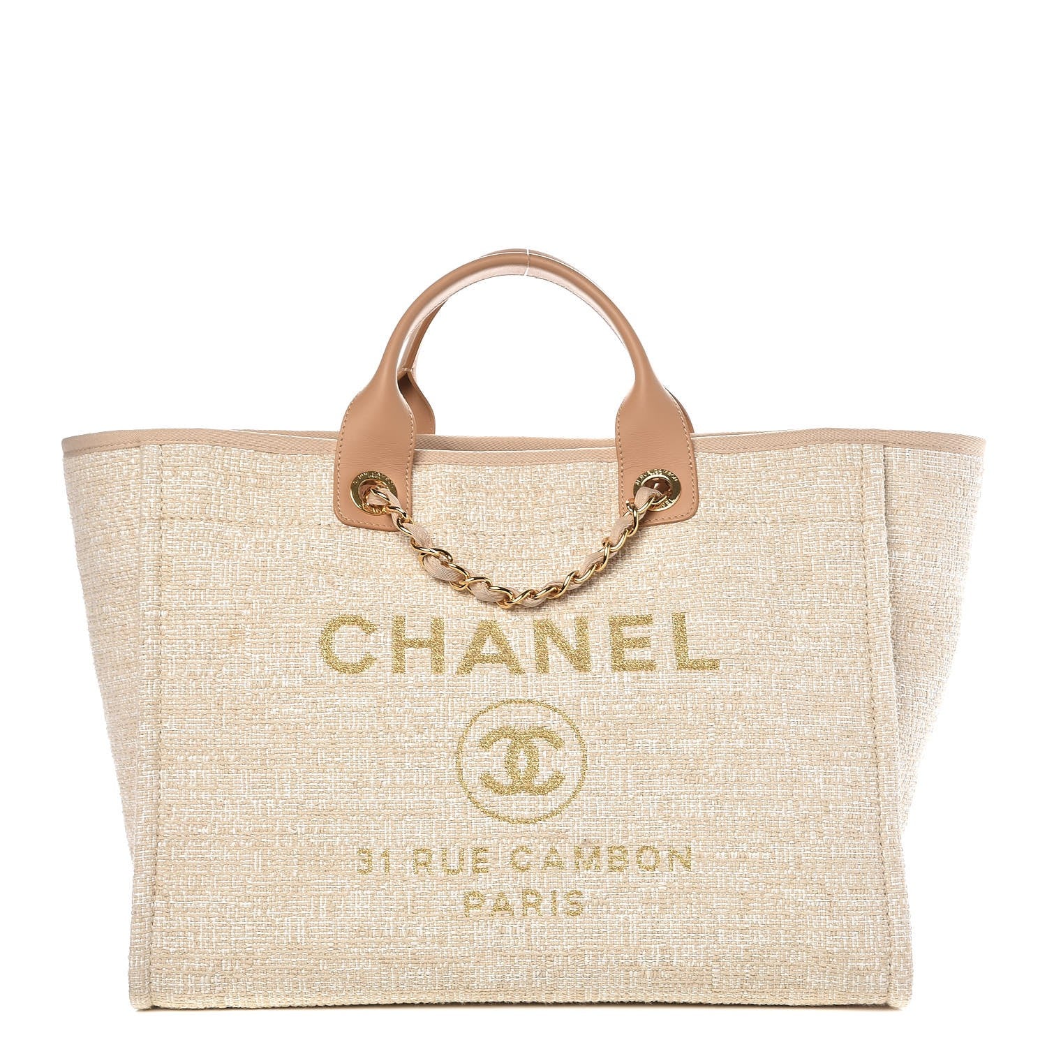 Chanel Canvas Large Deauville Tote Light Beige 1 of 17