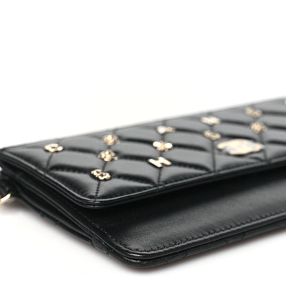 Chanel Lambskin Quilted All About Chanel Charm Wristlet Wallet Black 8 of 9
