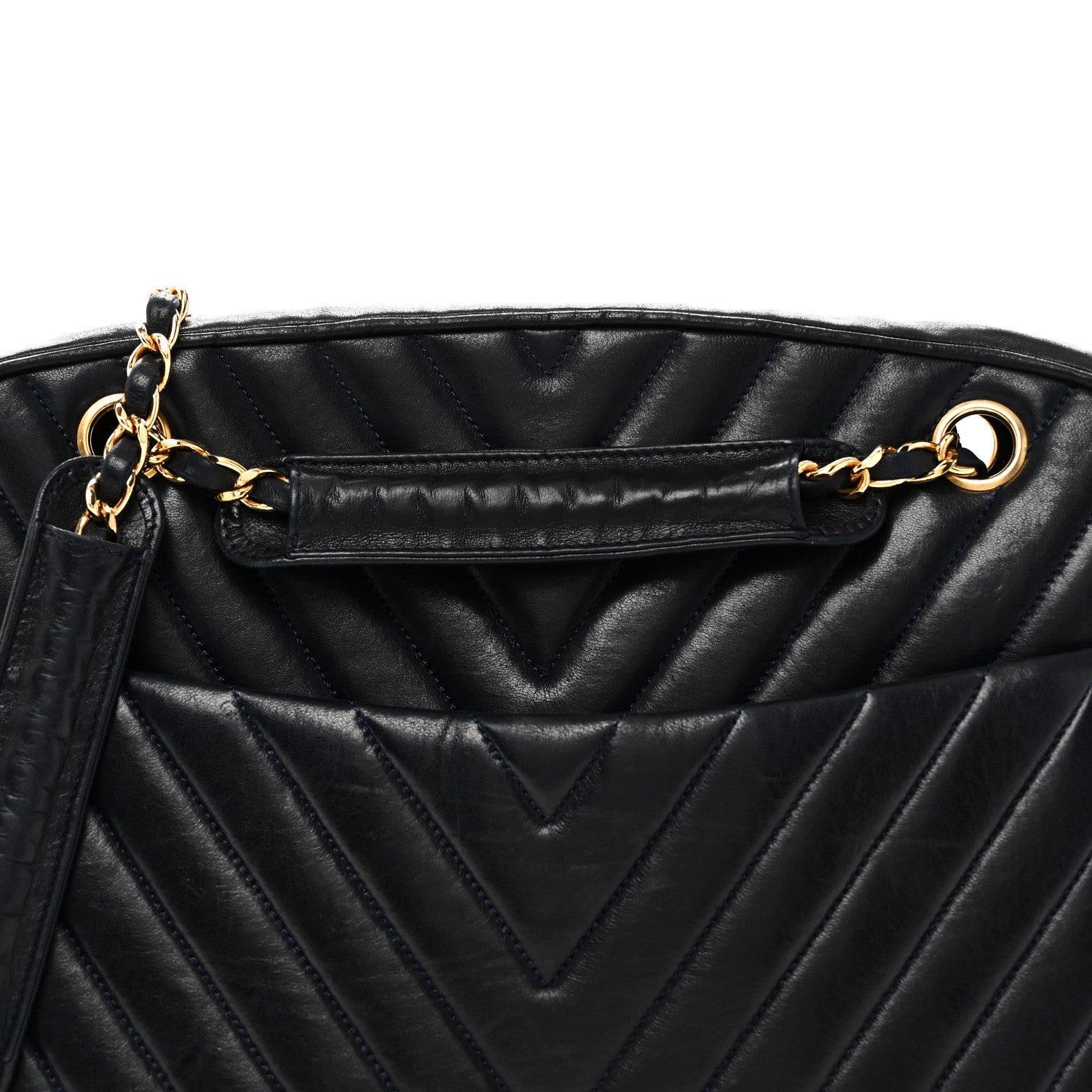 Chanel Lambskin Chevron Quilted Camera Case Navy 1838447