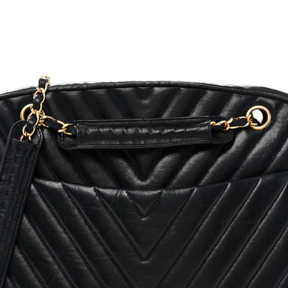 Chanel Lambskin Chevron Quilted Camera Case Navy 8 of 10