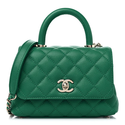 Chanel Caviar Quilted Extra Mini Coco Handle Flap Green 1 of 11