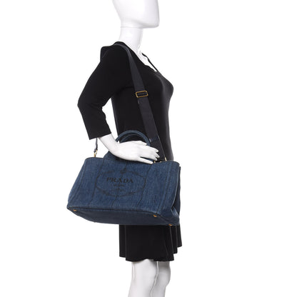 Prada Denim Logo Tote Avio 2 of 10