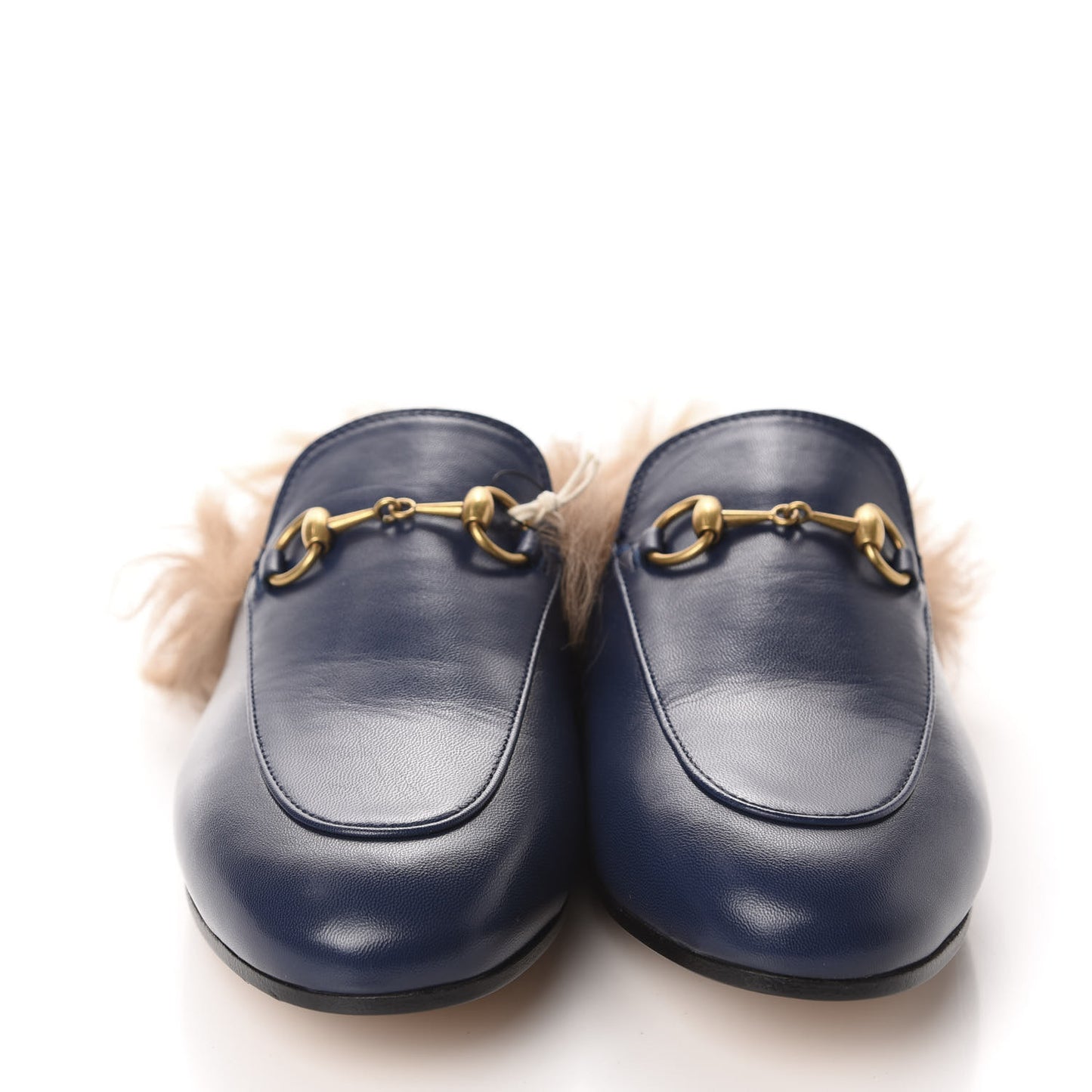 Malaga Kid Fur Womens Princetown Slippers 37.5 Blue Agata