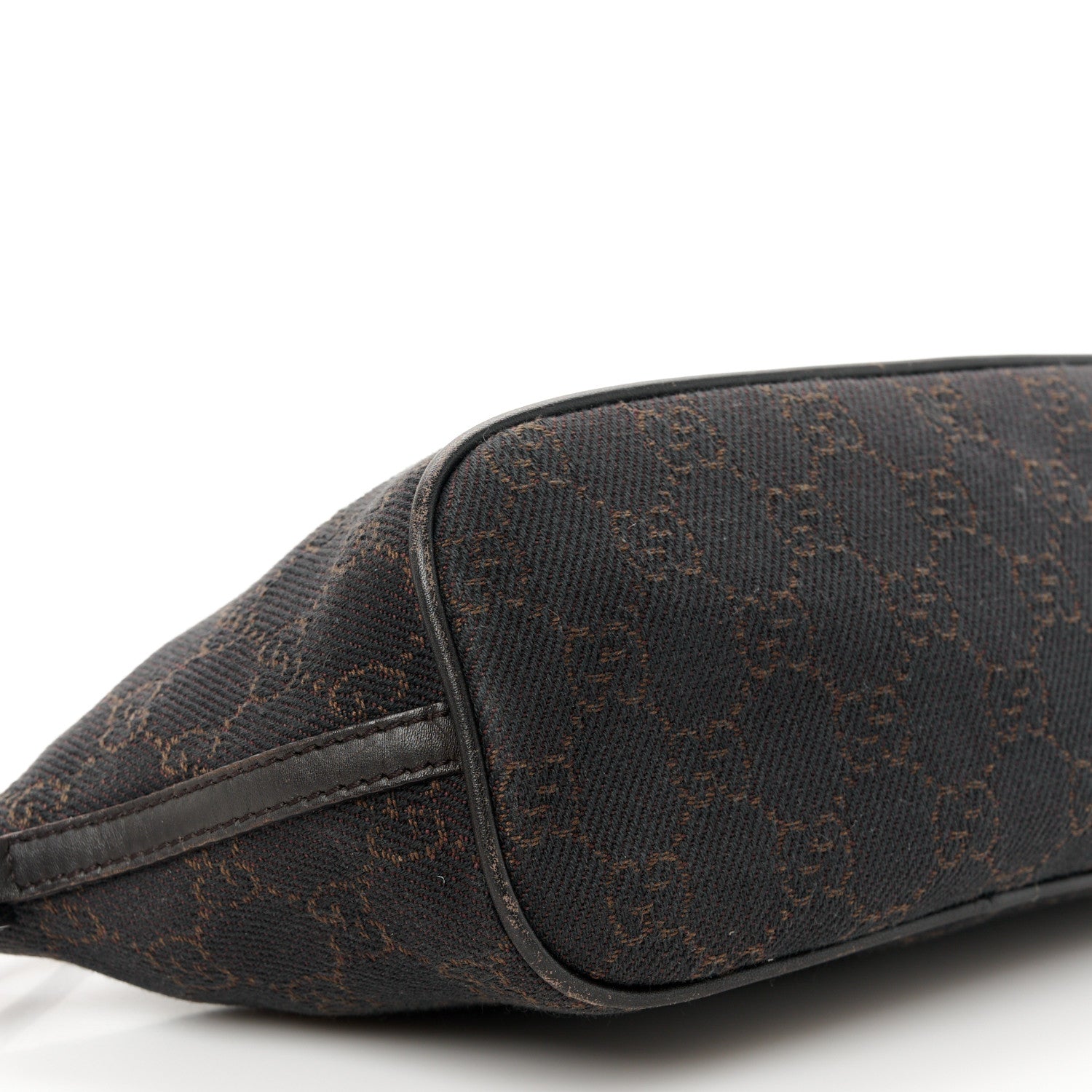 Gucci Denim Monogram Boat Pochette Dark Brown 9 of 10