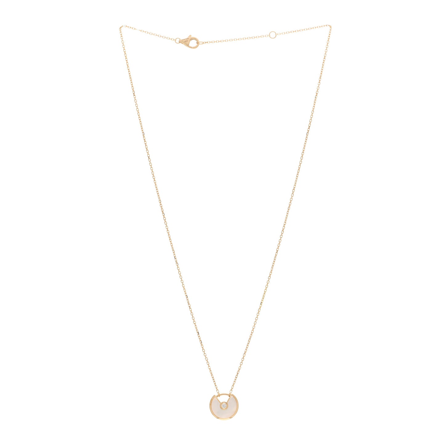 18K Yellow Gold Diamond Mother of Pearl XS Amulette de Cartier Pendant Necklace