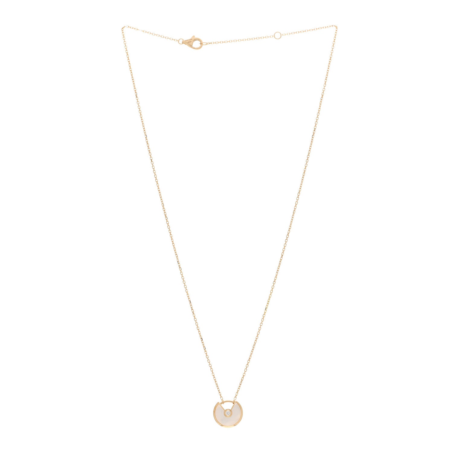 Cartier 18K Yellow Gold Diamond Mother of Pearl XS Amulette de Cartier Pendant Necklace 3 of 5