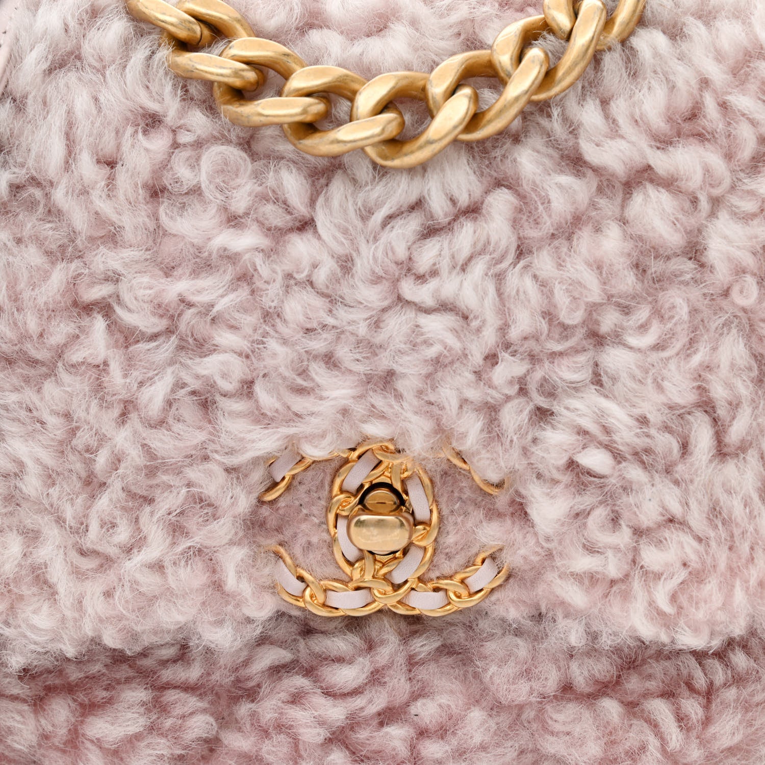 Chanel Shearling Sheepskin Medium Chanel 19 Flap Light Pink 7 of 9