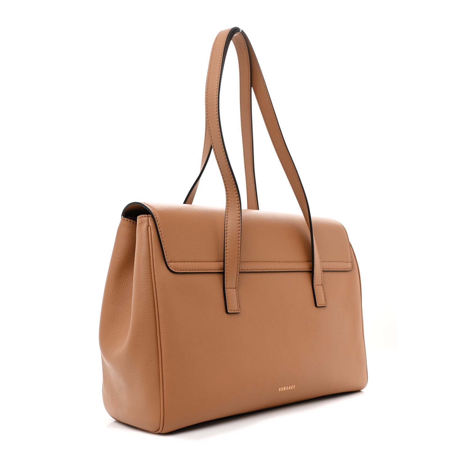 Versace Grained Calfskin La Medusa Tote Caramel 3 of 12