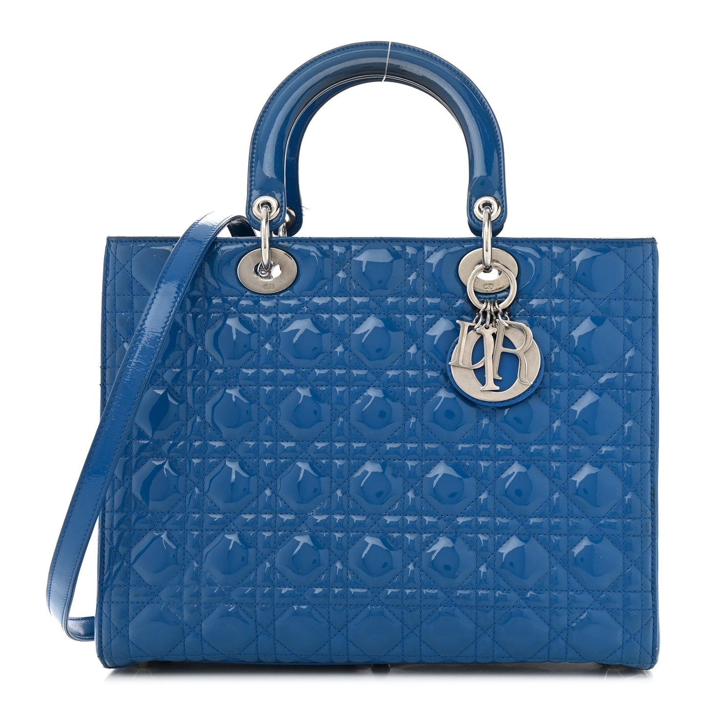 Patent Cannage Large Lady Dior Blue