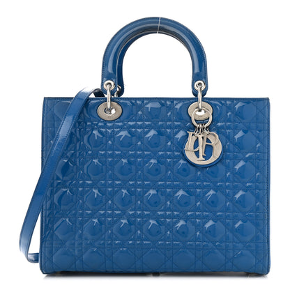 Christian Dior Patent Cannage Large Lady Dior Blue 1 of 13