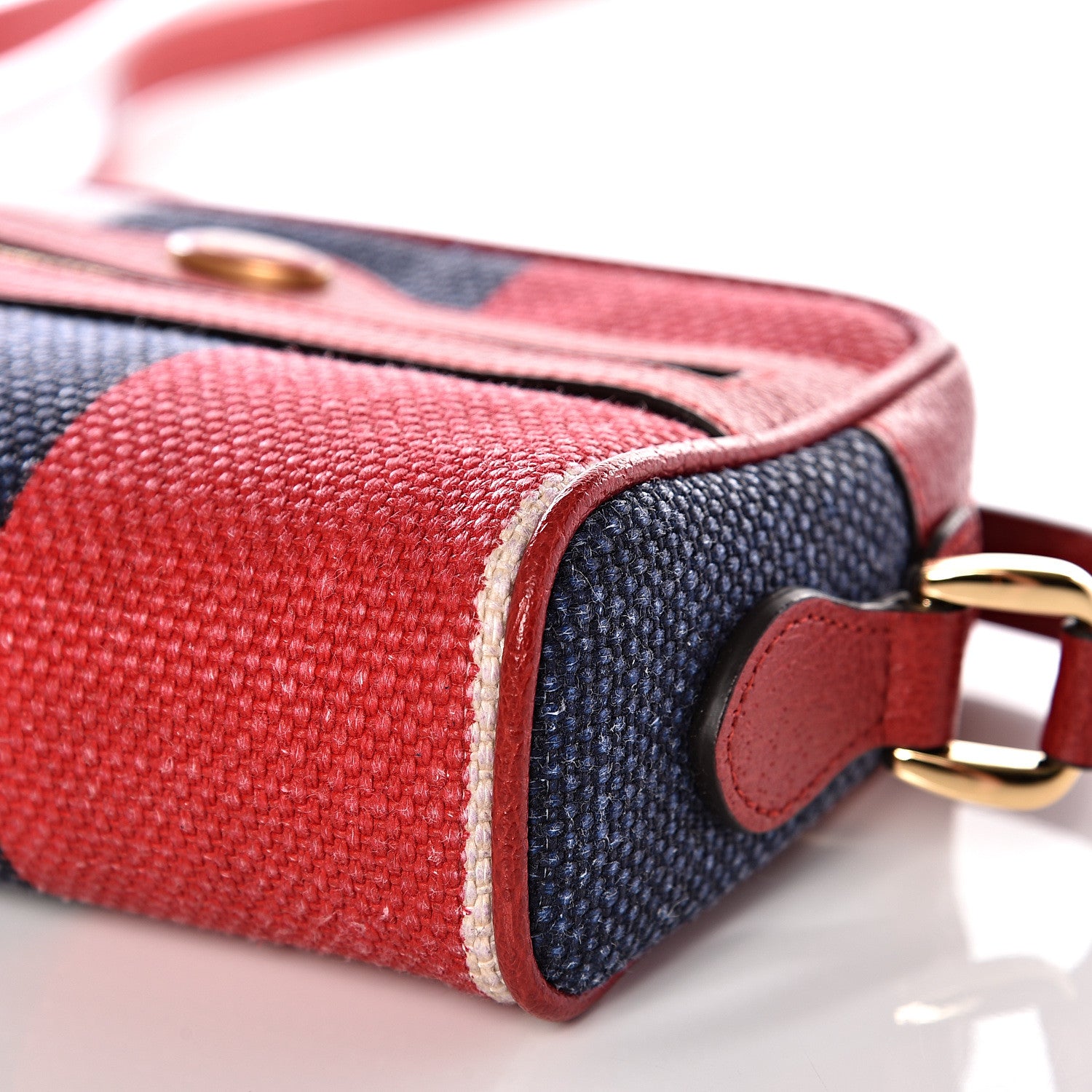Gucci Canvas Sylvie Stripe Mini Ophidia Camera Bag Mystic White Hibiscus Red Maritime 9 of 9