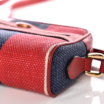 Gucci Canvas Sylvie Stripe Mini Ophidia Camera Bag Mystic White Hibiscus Red Maritime 9 of 9