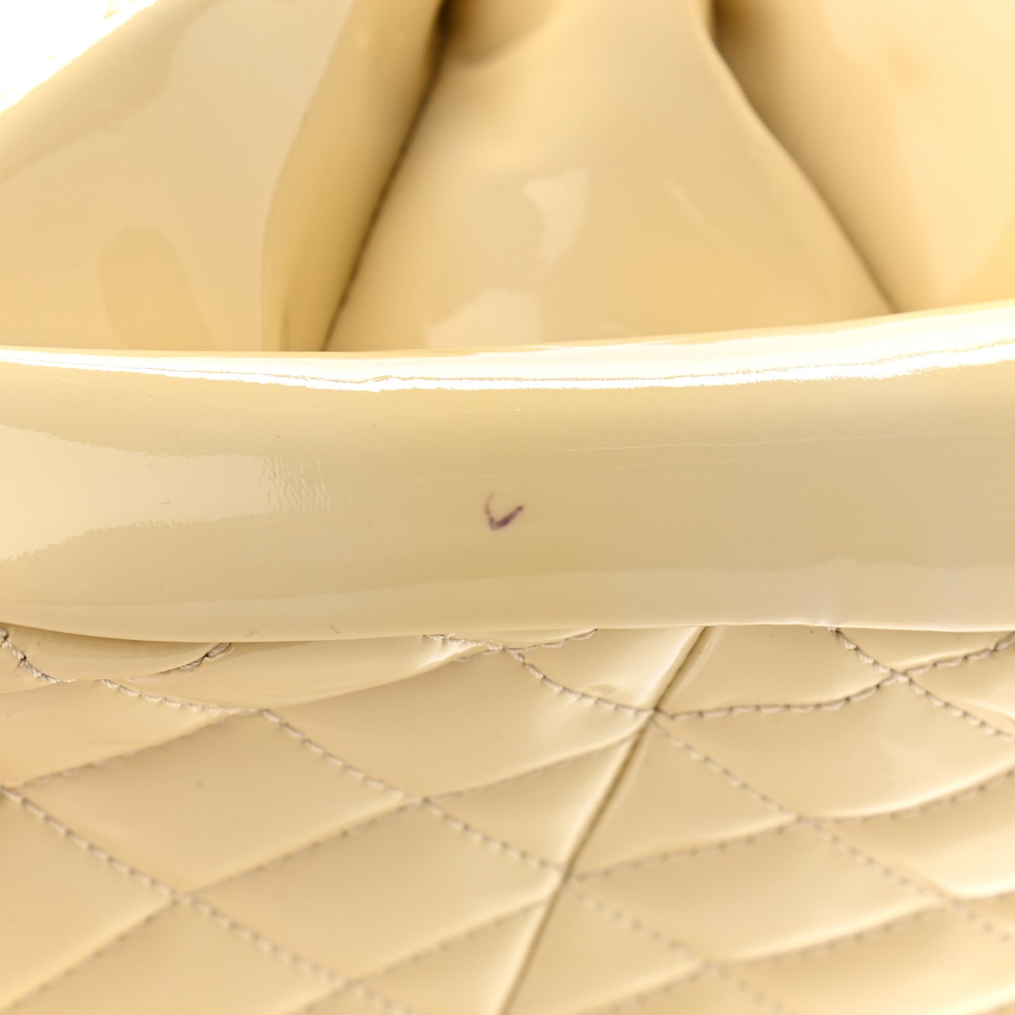 Patent Quilted Medium Just Mademoiselle Bowling Bag Beige