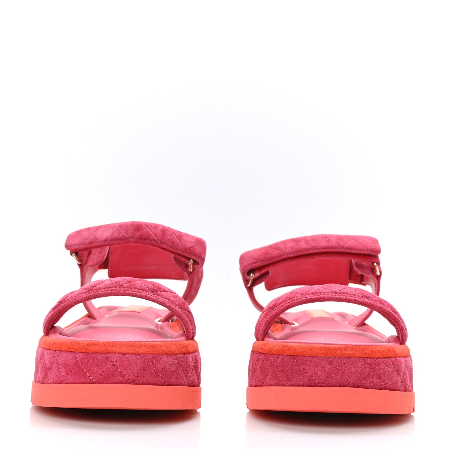 Chanel Suede Quilted Platform Sandals 41 Red Light Red 2 of 9