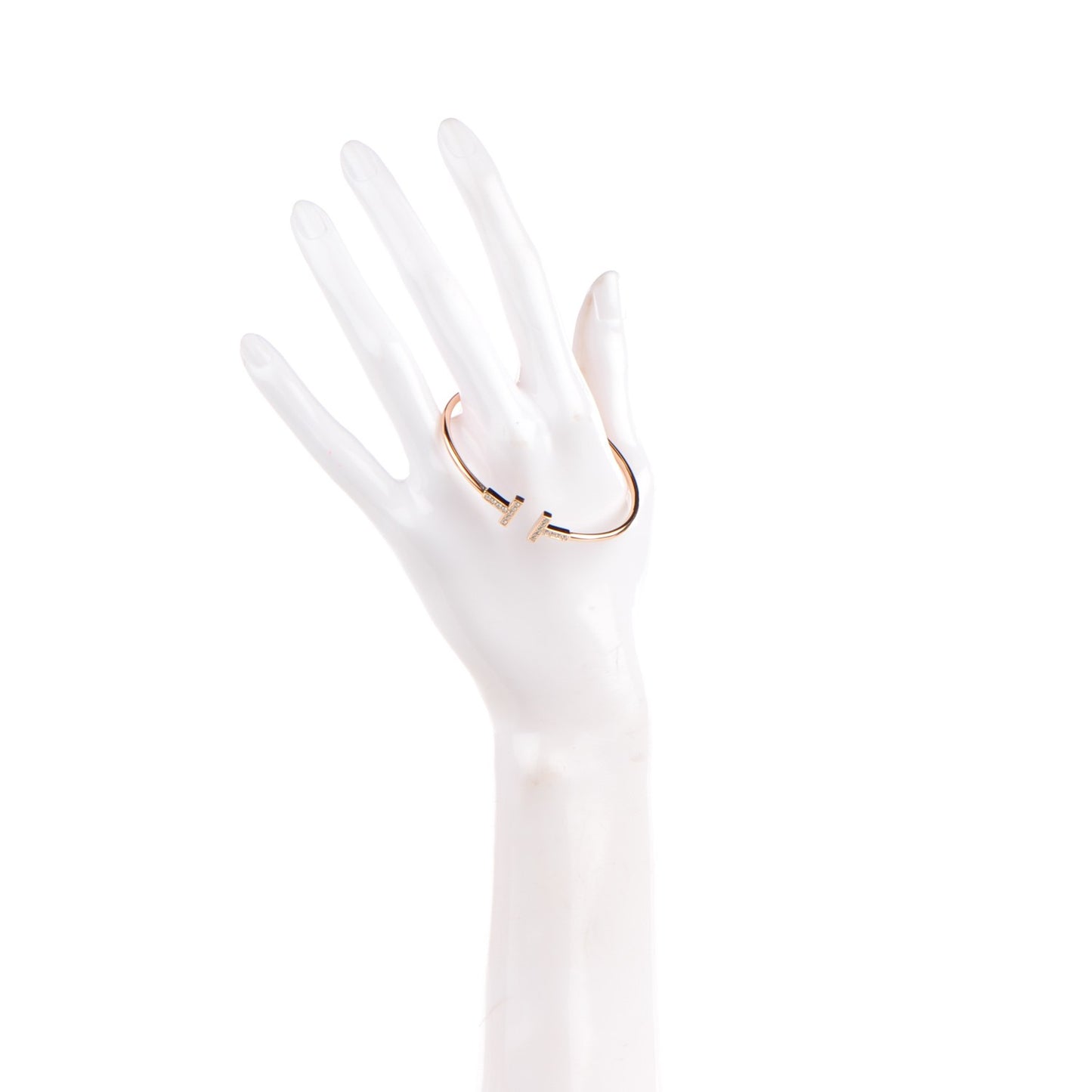 18K Rose Gold Diamond T Wire Bracelet