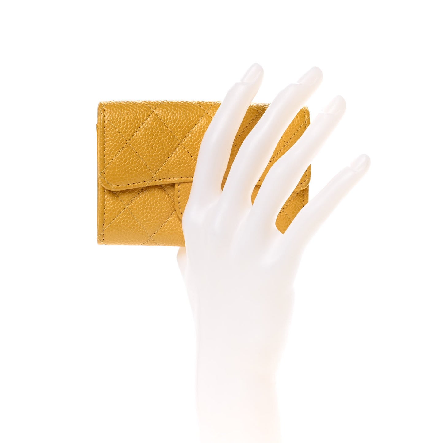 Caviar Quilted Flap Card Holder Yellow